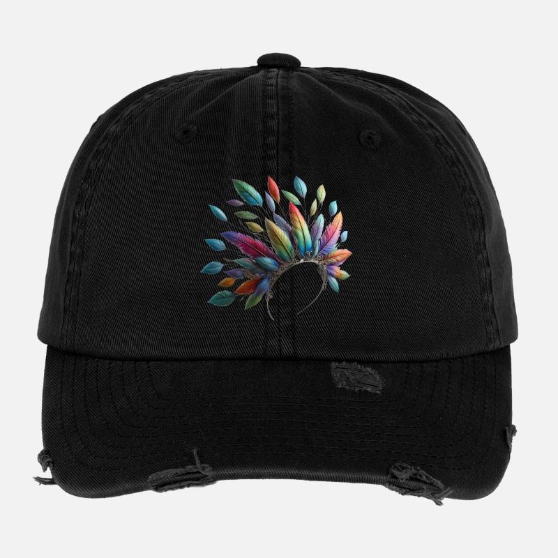 Colorful feathers. Vivid and detailed Flexfit Vintage Destroyed Cap