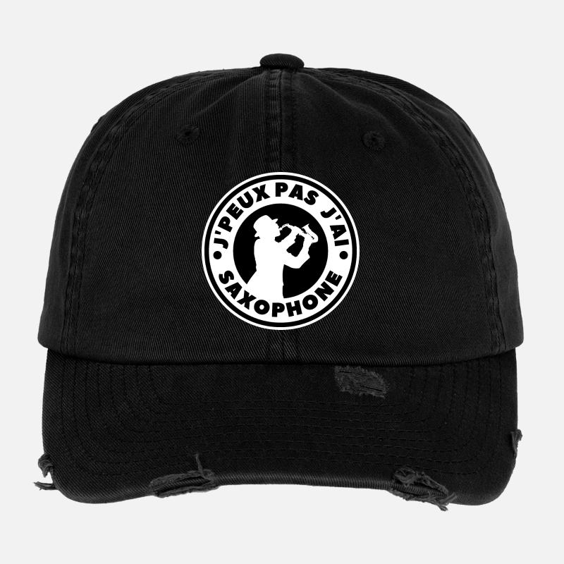 I can't I have saxophone - Flexfit Vintage Destroyed Cap - black