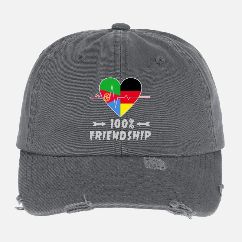 Eritrea and Germany 100% friendship Flexfit Vintage Destroyed Cap