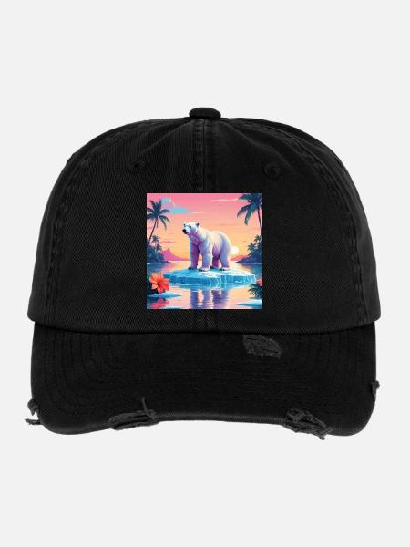 Polar Bear - Flexfit Vintage Destroyed Cap - Schwarz - Vorne