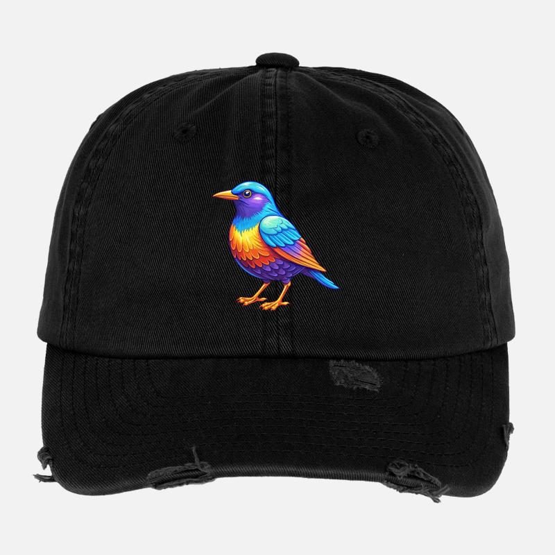 Starling Bunt Kawaii Cartoon Figur Vogel Flexfit Vintage Destroyed Cap