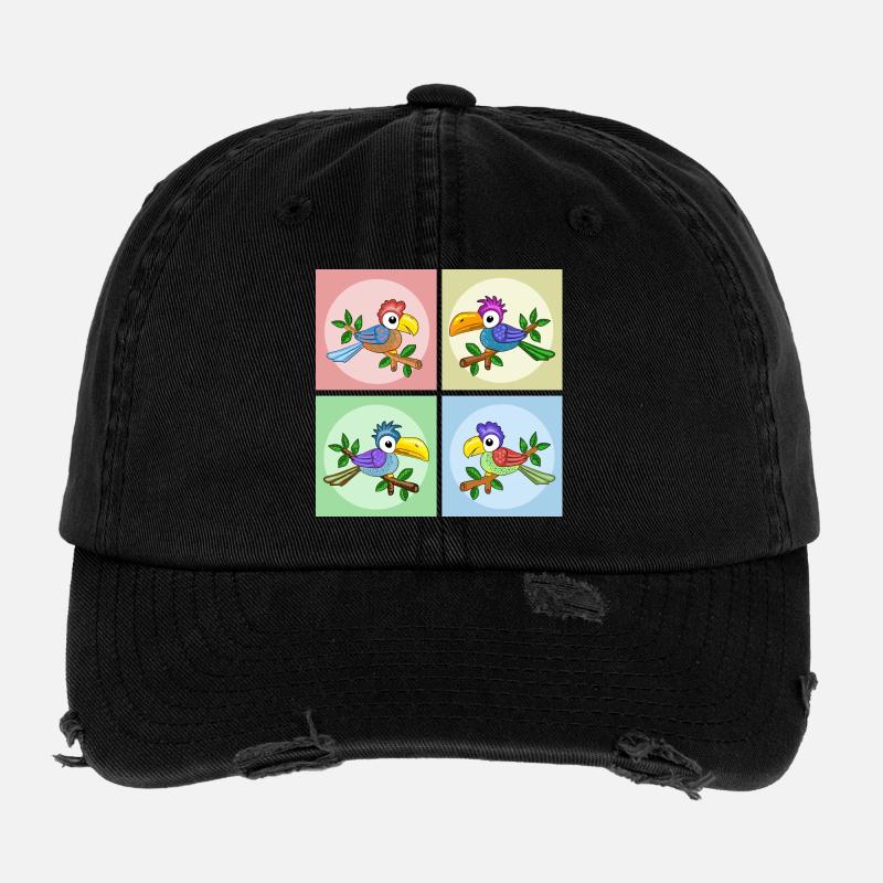 Perroquets colorés Casquette vintage effet usé Flexfit