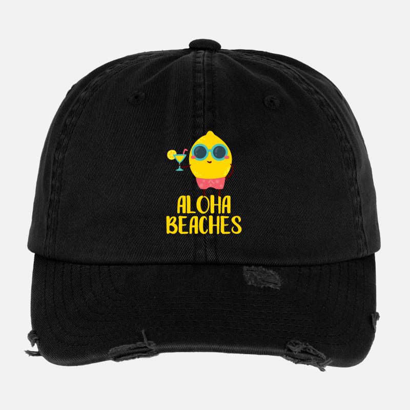 Cool Lemon Aloha Beaches Beach Getaway Flexfit Vintage Destroyed Cap