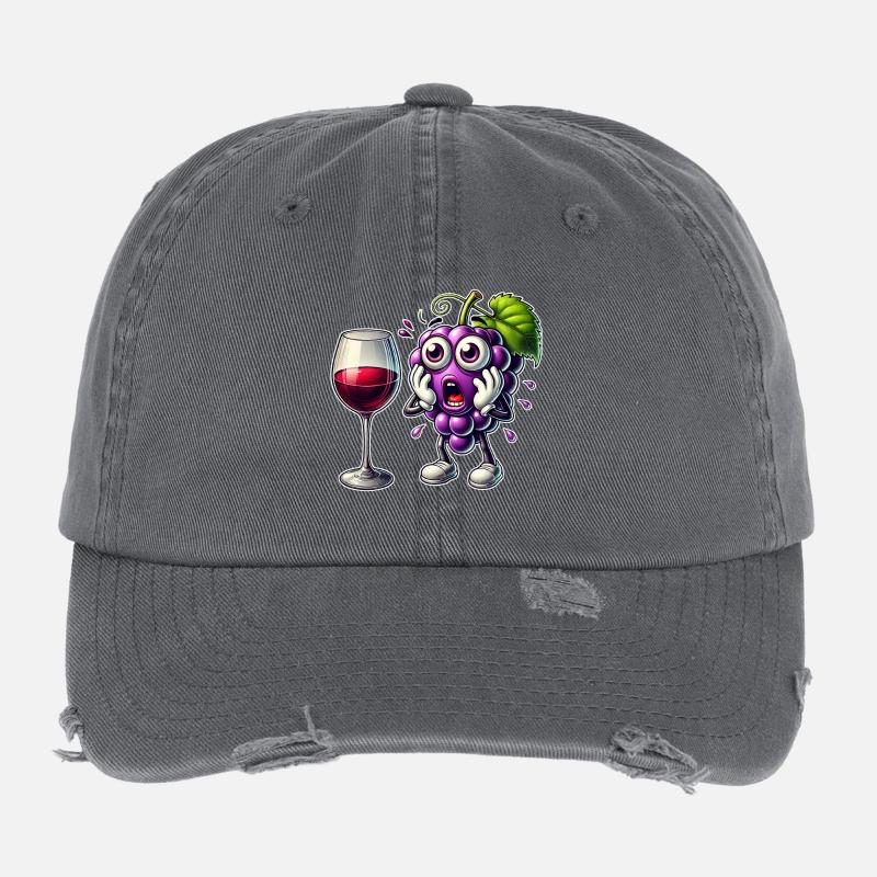 Funny wine grape design Flexfit Vintage Destroyed Cap