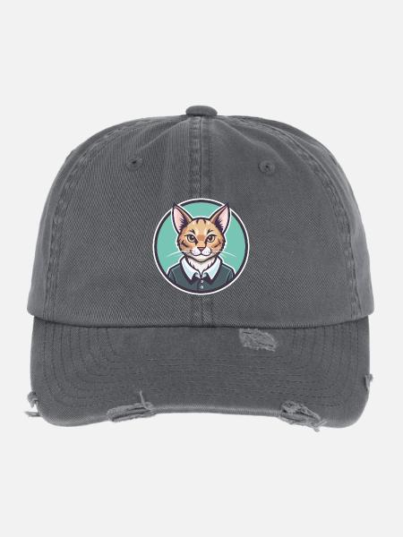 Australische Nebelkatzenrasse Cartoon Kawaii Tier - Flexfit Vintage Destroyed Cap - Dunkelgrau - Vorne
