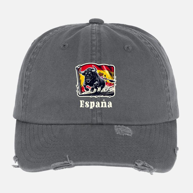Espagne Drapeau Taureau Design Casquette vintage effet usé Flexfit