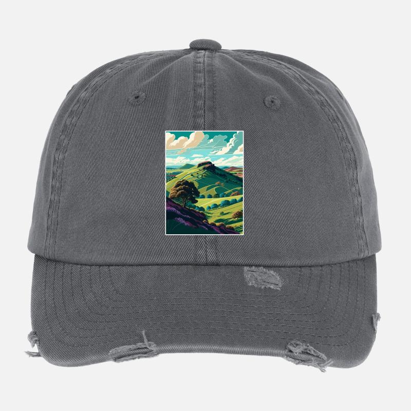 Shropshire Hills Aonb Reiseposter Souvenir WPA Flexfit Vintage Destroyed Cap