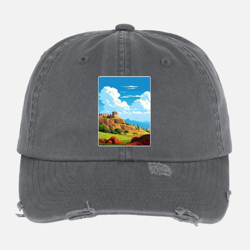 Némée Grèce Affiche de voyage Peinture de carte postale souvenir Casquette vintage effet usé Flexfit