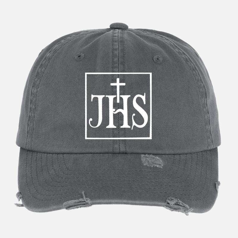 Iesus Hominum Salvator (dark) Flexfit Vintage Destroyed Cap