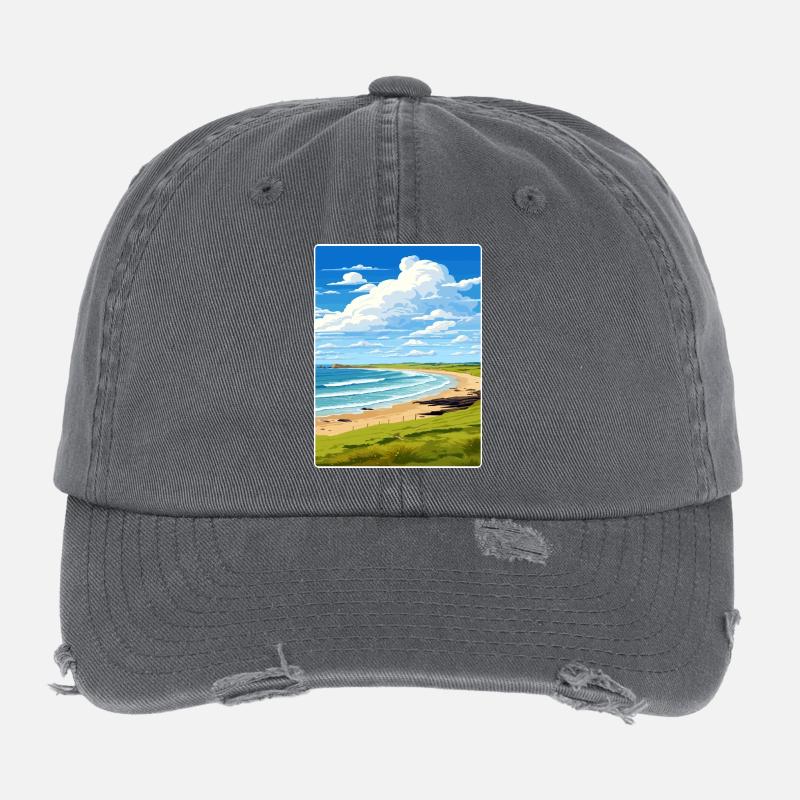 Constantine Bay, Cornouailles, Angleterre, Affiche de voyage, WPA Casquette vintage effet usé Flexfit
