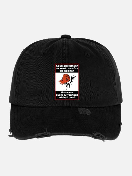 Diejenigen, die Schwierigkeiten haben - Flexfit Vintage Destroyed Cap - Schwarz - Vorne