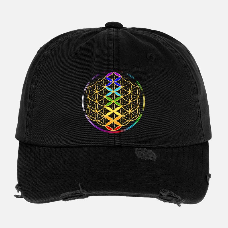 Fleur de Vie avec les Chakras Casquette vintage effet usé Flexfit