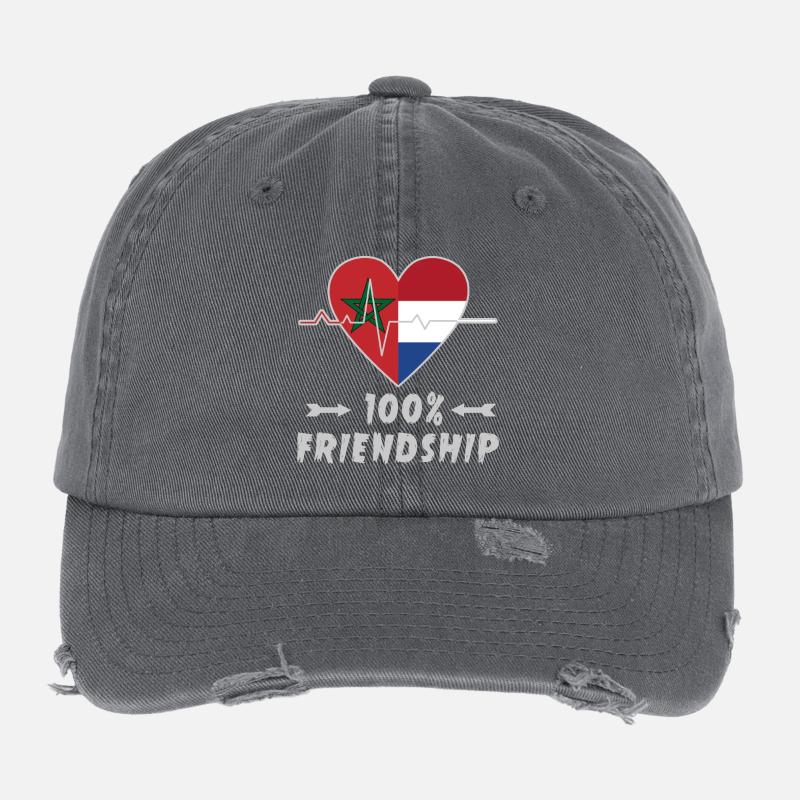 100 % amitié entre le Maroc et les Pays-Bas Casquette vintage effet usé Flexfit