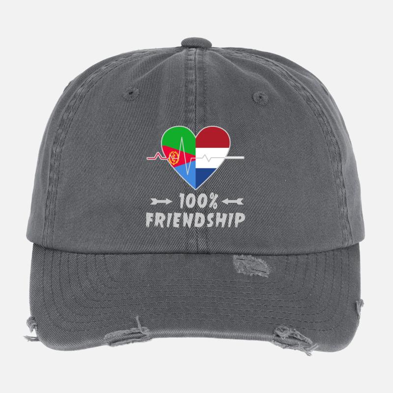Eritrea and Netherlands 100% friendship Flexfit Vintage Destroyed Cap
