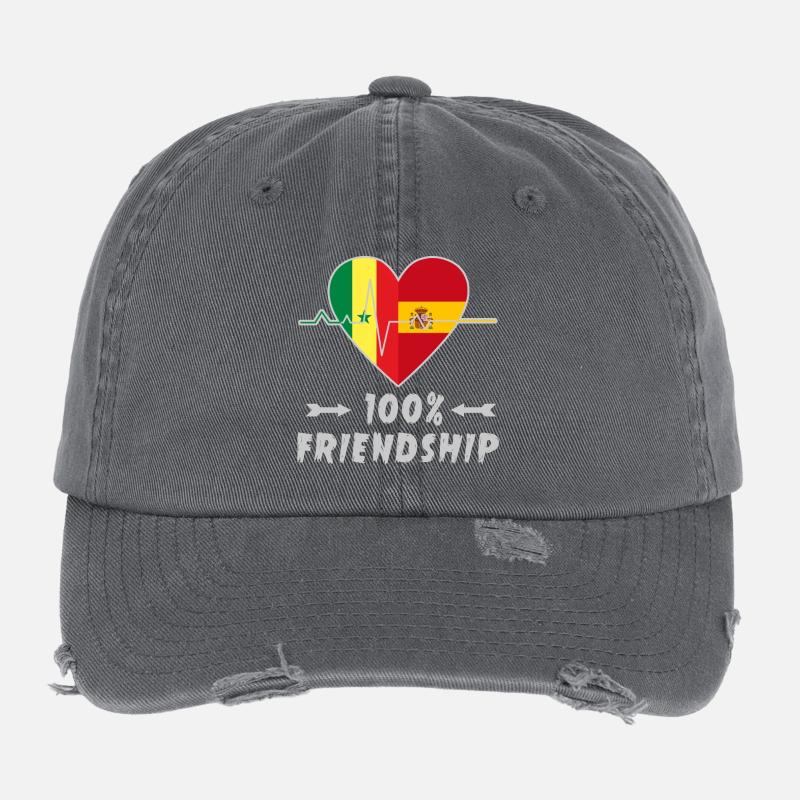 Senegal und Spanien 100% Freundschaft Flexfit Vintage Destroyed Cap