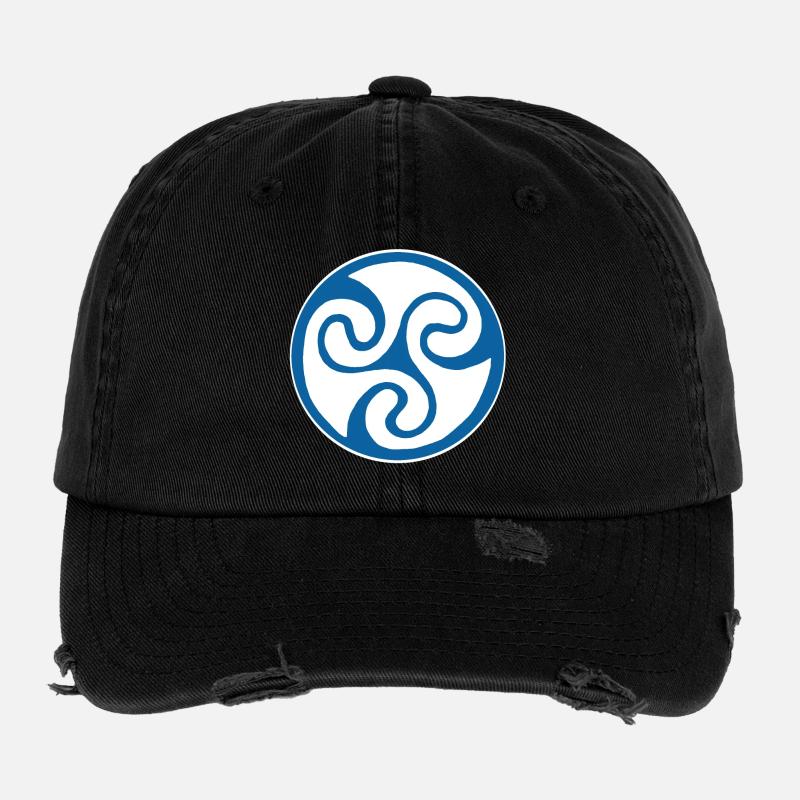 Symbole celte bleu - Casquette vintage effet usé Flexfit - noir