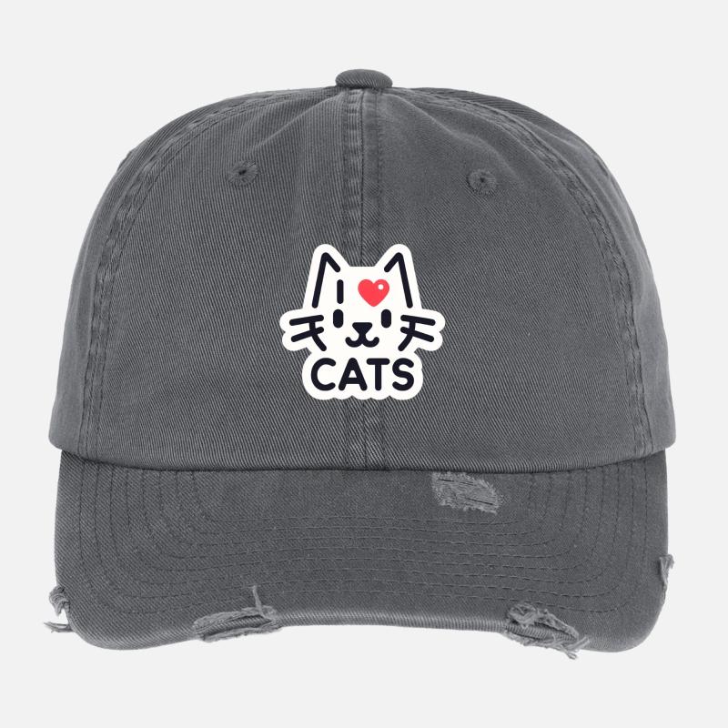 Charmante Katzenliebe Flexfit Vintage Destroyed Cap