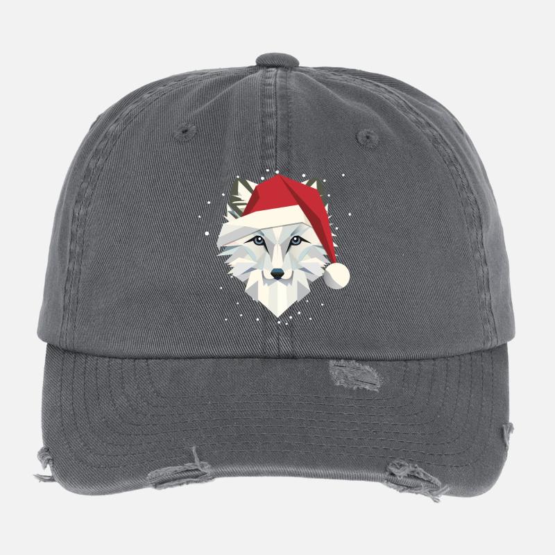 Renard arctique drôle dans un design festif de Noël Casquette vintage effet usé Flexfit