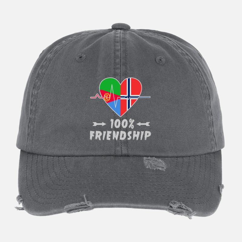 Eritrea and Norway 100% friendship Flexfit Vintage Destroyed Cap