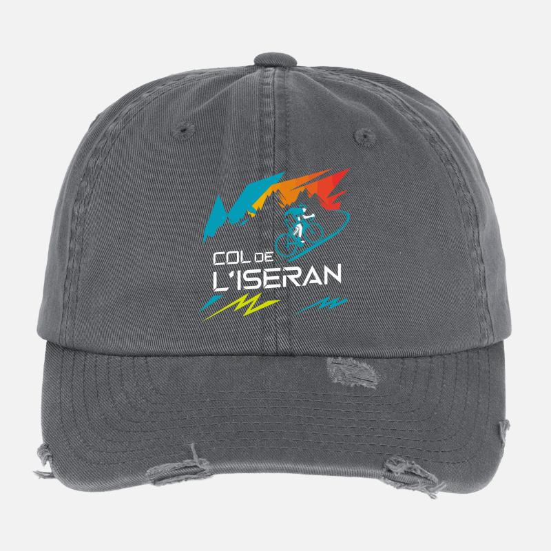 Col de l’Iseran Cycling Art Casquette vintage effet usé Flexfit
