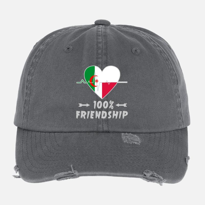 100 % amitié entre l'Algérie et la Pologne Casquette vintage effet usé Flexfit