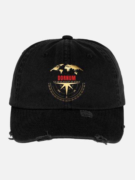 Koordinaten Dornum - Flexfit Vintage Destroyed Cap - Schwarz - Vorne