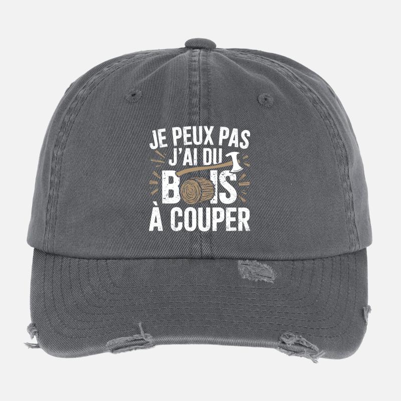 je peux pas j'ai du bois à couper Casquette vintage effet usé Flexfit