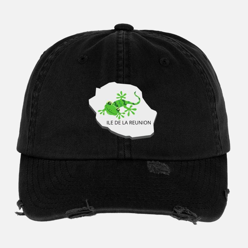 Grenouille tropicale Réunion Casquette vintage effet usé Flexfit