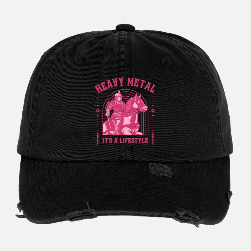 Heavy Metal – Ritter & Pferd Mittelalter-Design Flexfit Vintage Destroyed Cap