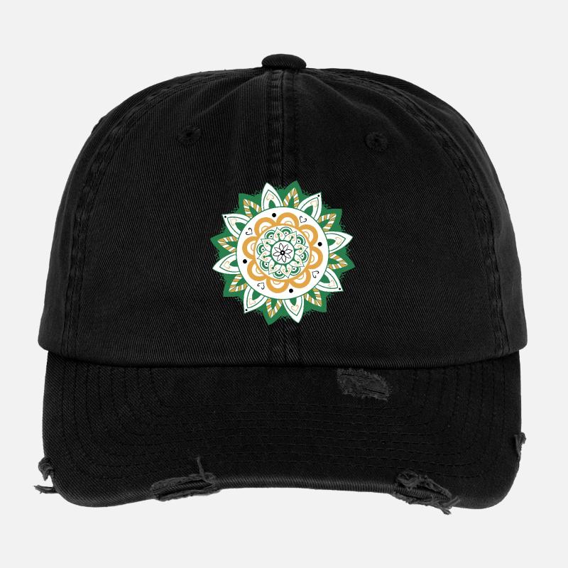 motif oriental maroquin vert orange Casquette vintage effet usé Flexfit