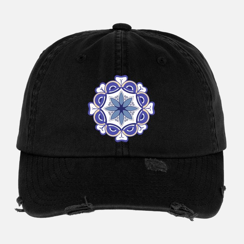 oriental pattern morocco blue tones Flexfit Vintage Destroyed Cap