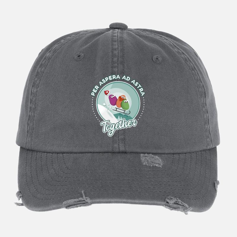 Snow sledging love drawing humor Flexfit Vintage Destroyed Cap