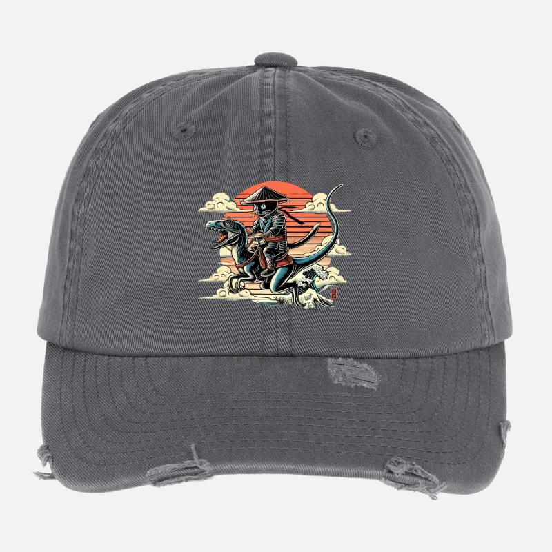 Ninja Cat Raptor Dino Cone Hat Cadeau Casquette vintage effet usé Flexfit