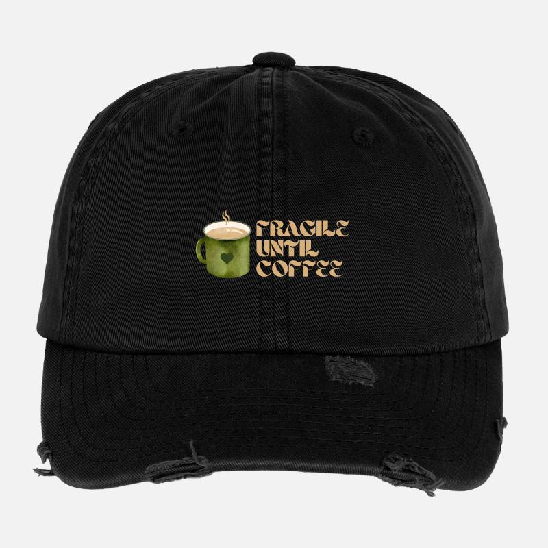 Fragile Until Coffee – Lustiges Kaffee-Design Flexfit Vintage Destroyed Cap