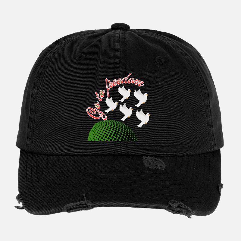 freedom - Flexfit Vintage Destroyed Cap - black