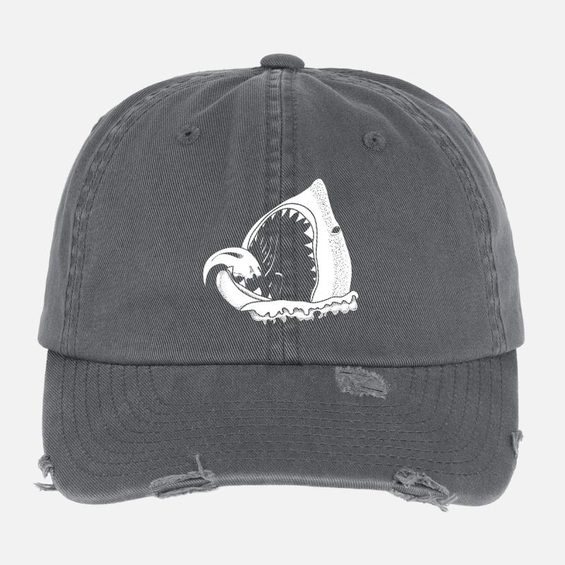 white shark Flexfit Vintage Destroyed Cap