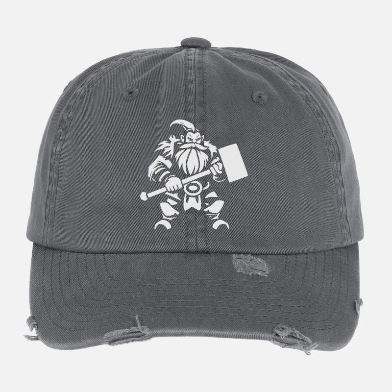 Zwergkrieger mit Kriegshammer Flexfit Vintage Destroyed Cap