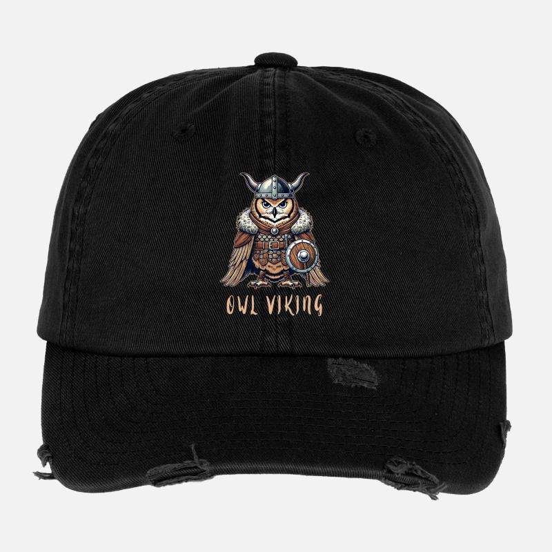 Hibou Viking – Le guerrier ailé Casquette vintage effet usé Flexfit