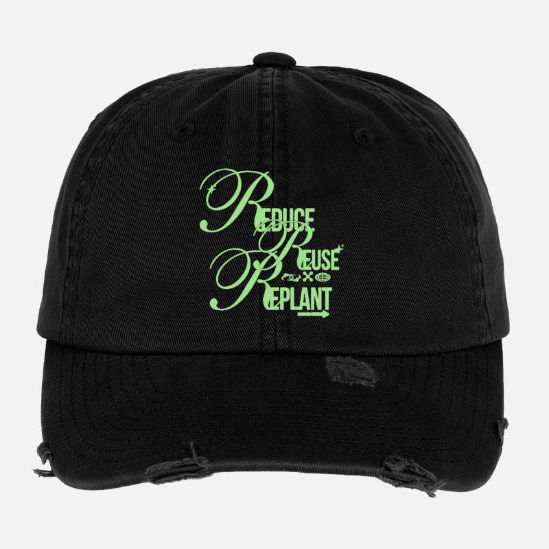 Message écologique – Réduire, Réutiliser, Replanter Casquette vintage effet usé Flexfit