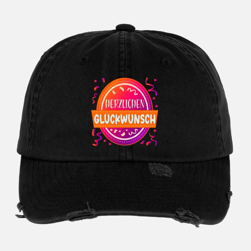 HERZLICHEN GLÜCKWUNSCH KONFETTI ANLASS Flexfit Vintage Destroyed Cap