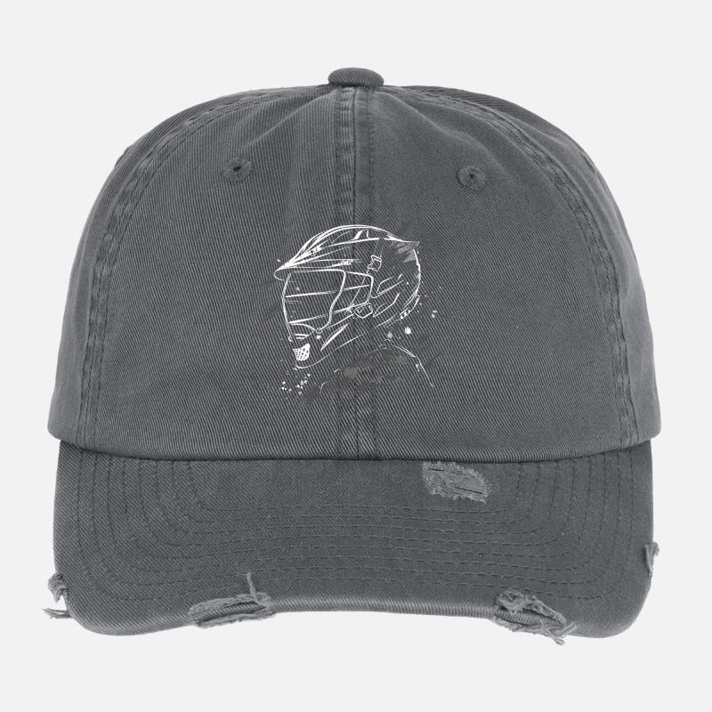 Lacrosse Player Sketch Flexfit Vintage Destroyed Cap