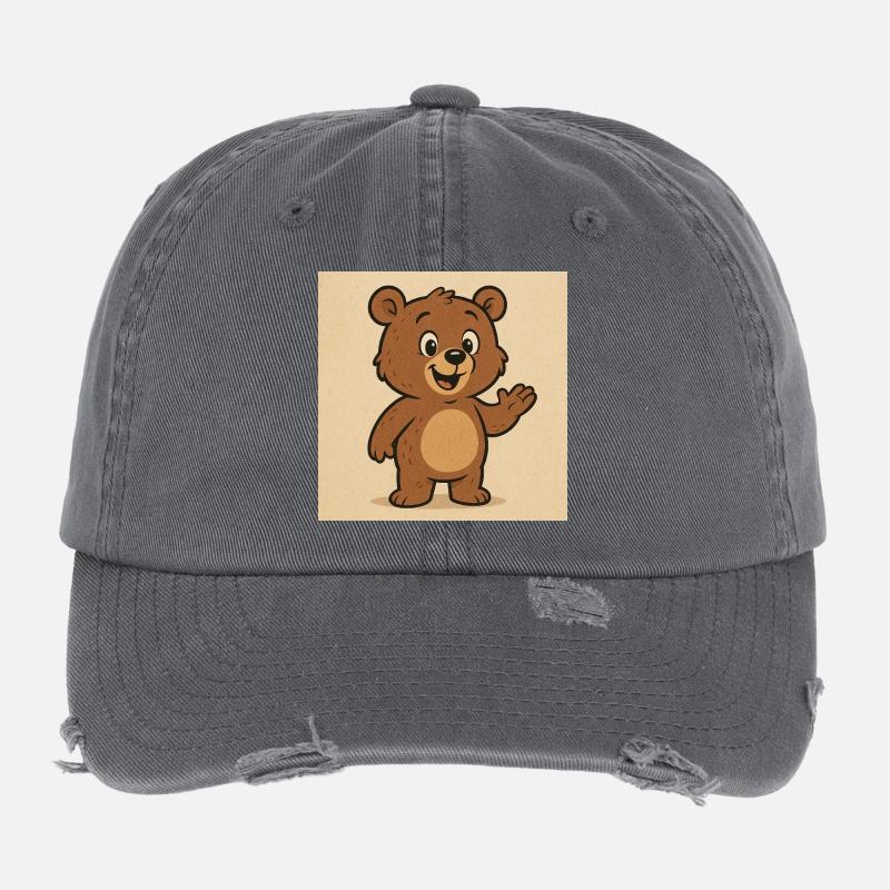 Cute Bear Flexfit Vintage Destroyed Cap