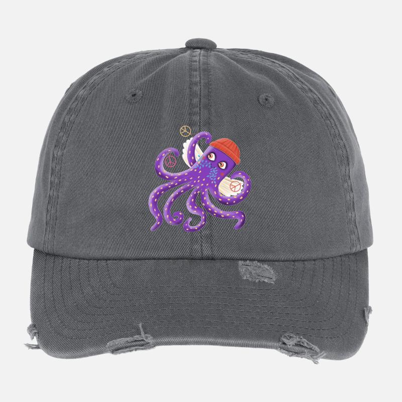 Friedenskrake Sepp schwimmt für den Frieden Flexfit Vintage Destroyed Cap