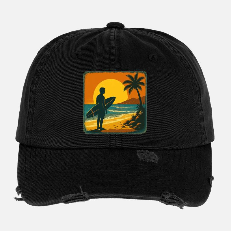 Surfer Surfen Cool Retro Surfer Vintage Surf Flexfit Vintage Destroyed Cap