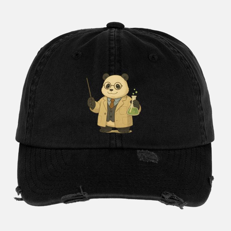 Panda Bear Chemistry Teacher Flexfit Vintage Destroyed Cap