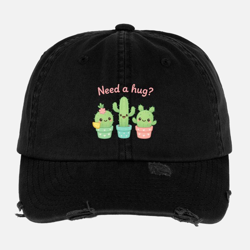De mignons cactus « Besoin d’un câlin ? » Casquette vintage effet usé Flexfit