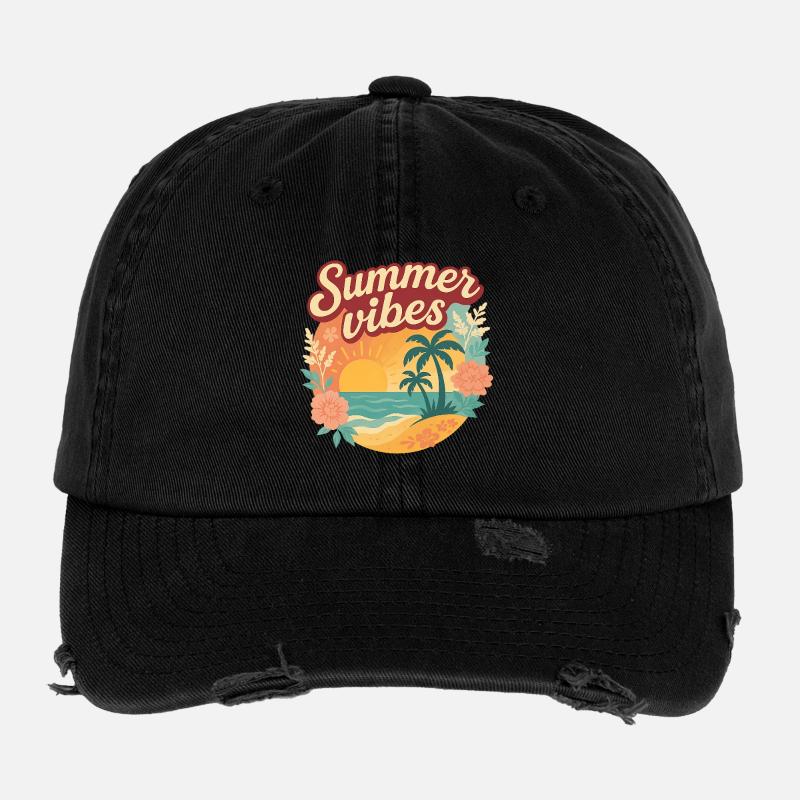 Summer Vibes,Chemise d’été Casquette vintage effet usé Flexfit