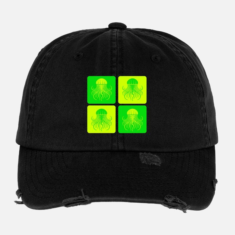 Jellyfish – Minimal Ocean Art Flexfit Vintage Destroyed Cap