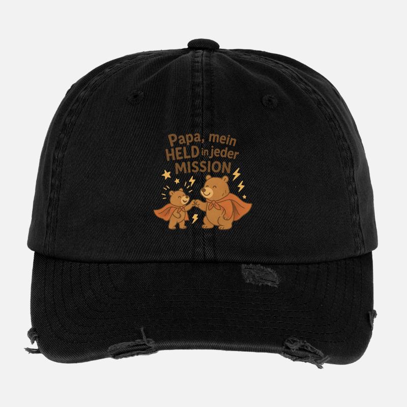 Papa, mein Held in jeder Mission Flexfit Vintage Destroyed Cap
