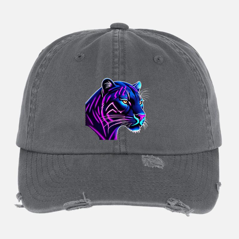 Panther in neon colors Flexfit Vintage Destroyed Cap